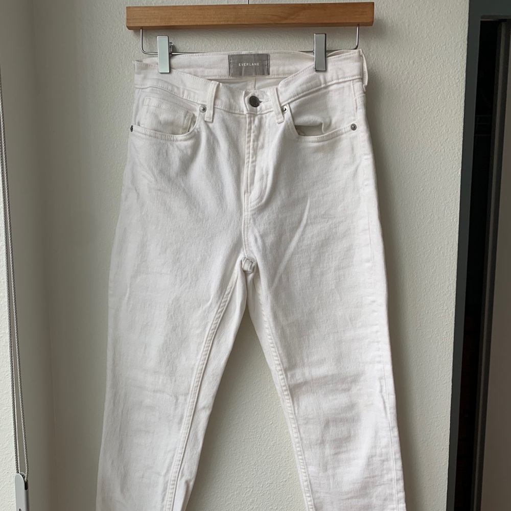 Everlane high waisted skinny jeans white